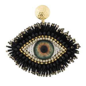 Radiant Black & Gold Beaded Evil Eye Drop Earrings