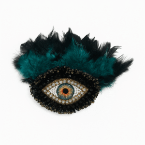 Emerald Feathered Evil Eye Brooch