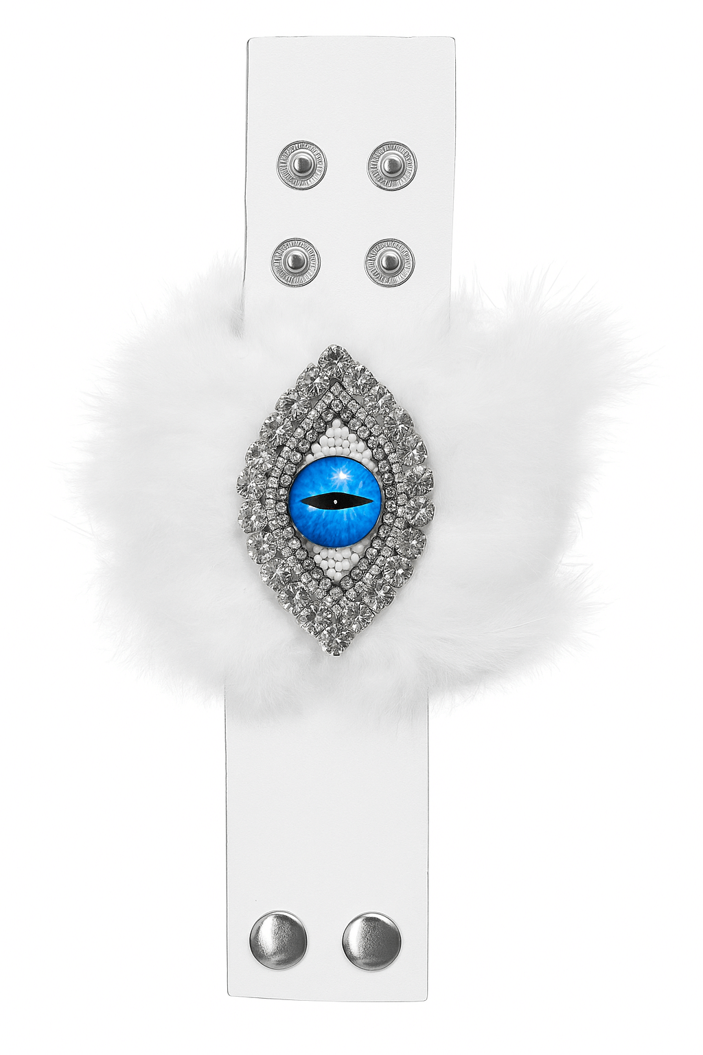 Arctic White Evil Eye Fur Bracelet - Image 2