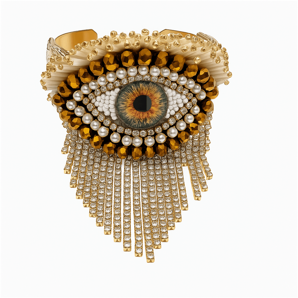 Golden Radiance Evil Eye Cuff Bracelet