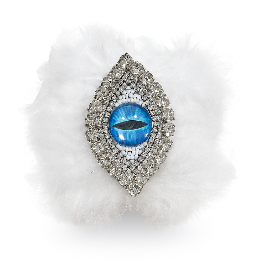 Arctic White Evil Eye Fur Bracelet