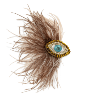 Golden Breeze Feathered Eye Brooch