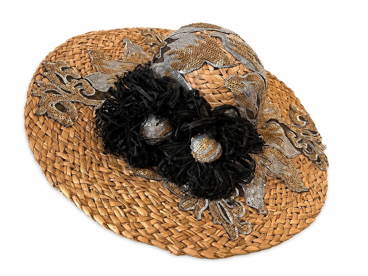 Sequined Handwoven Straw Sun Hat - Image 3