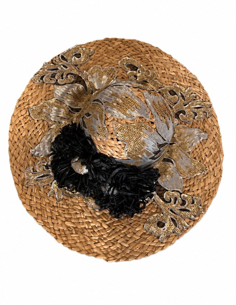 Sequined Handwoven Straw Sun Hat - Image 2
