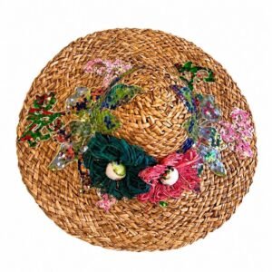 Handwoven Floral Raffia Straw Hat