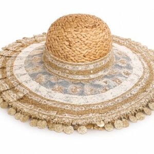 Lace Embellished Straw Sun Hat