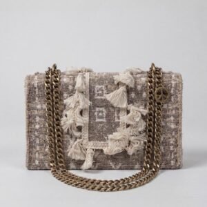Handwoven Tweed Tassel Bag with Chain Strap