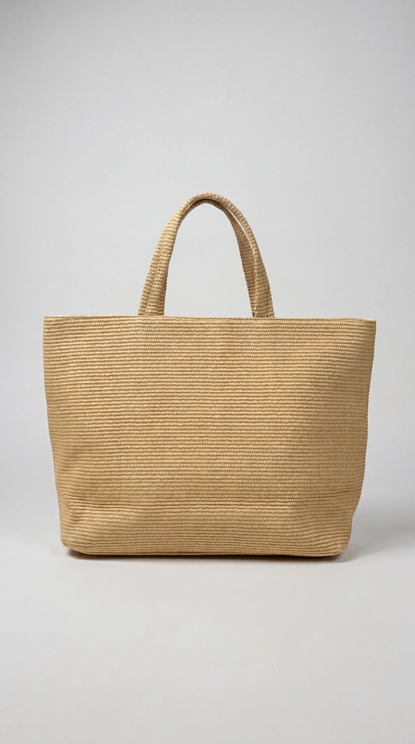 Woven Raffia Structured Tote Bag in Natural - Image 2