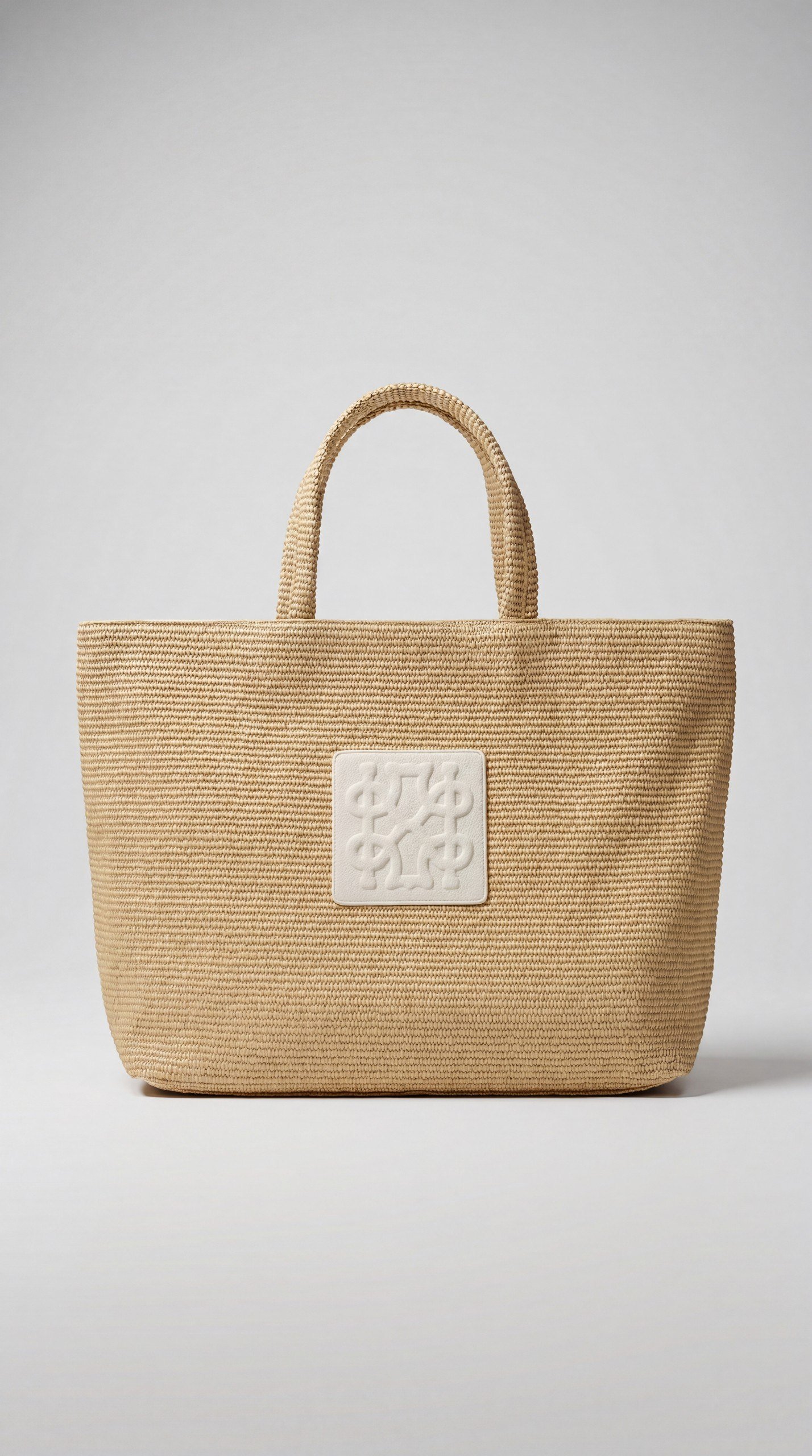 Woven Raffia Structured Tote Bag in Natural