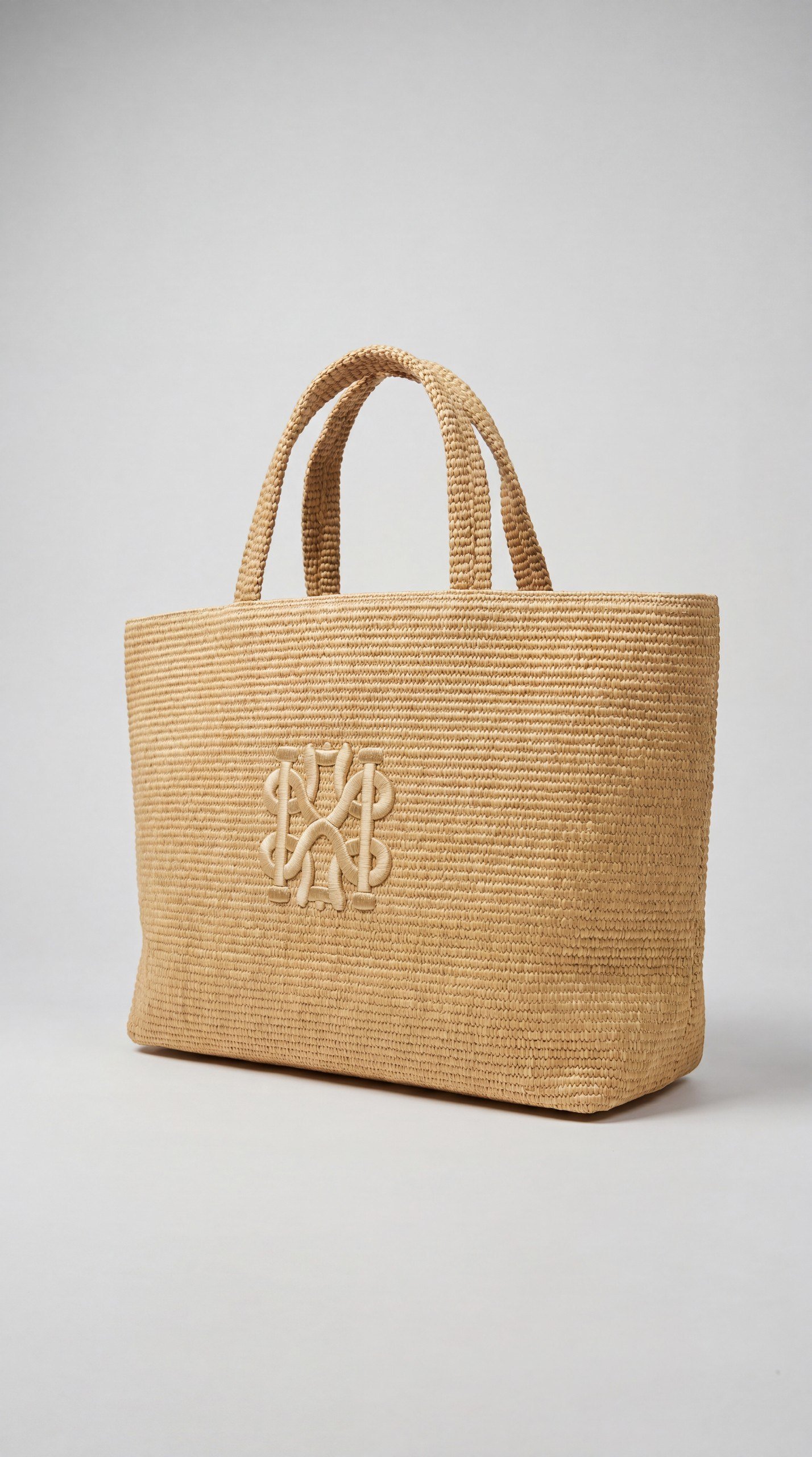 Woven Raffia Beach Tote Bag in Natural - Image 3