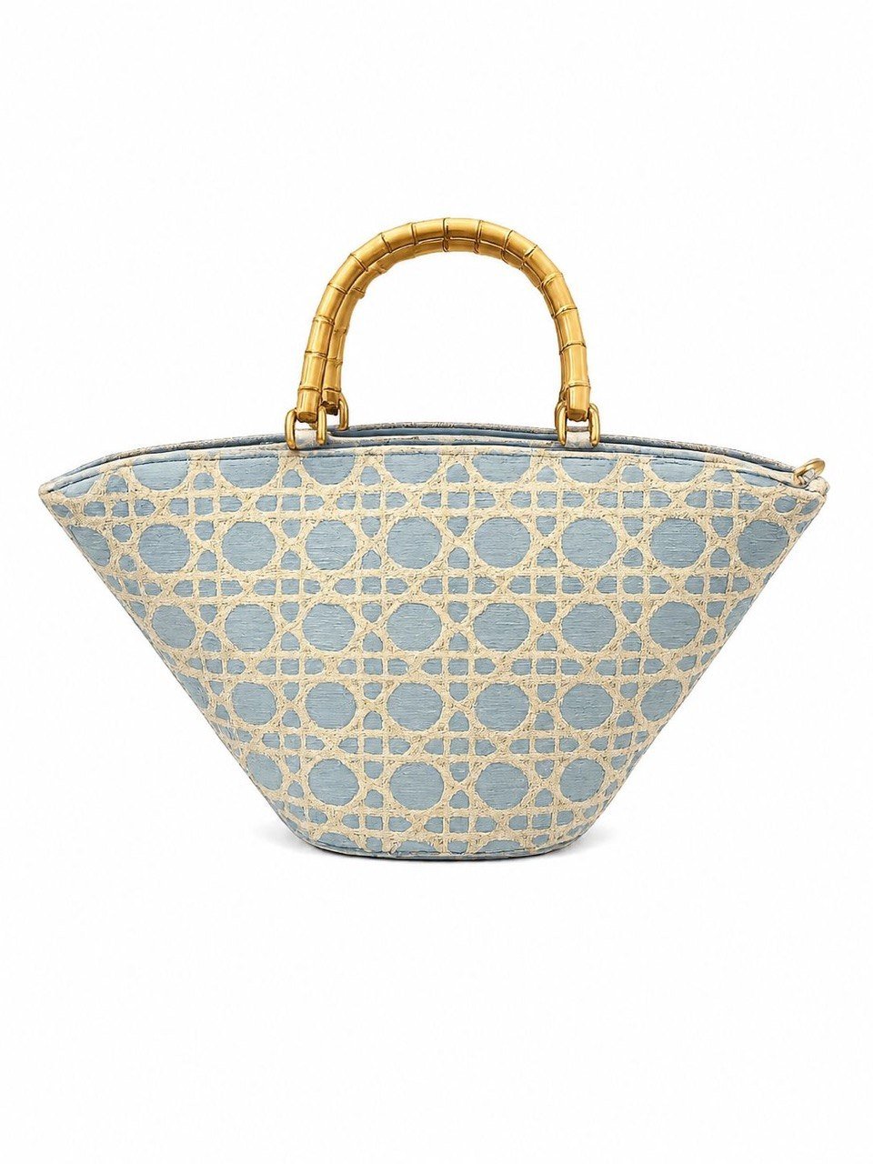 Cane-Weave Fan Basket Bag with Bamboo Handles - Image 2