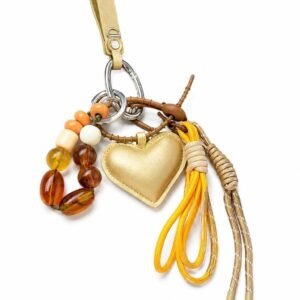 Gold Heart Boho Beaded Bag Charm