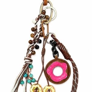 Boho Beaded Bag Charm with Donut & Tassels