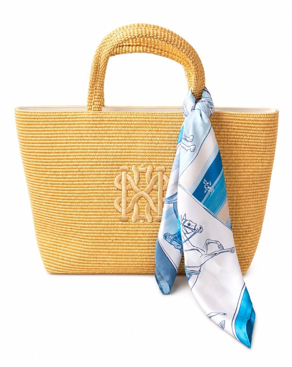 Woven Raffia Beach Tote Bag in Natural